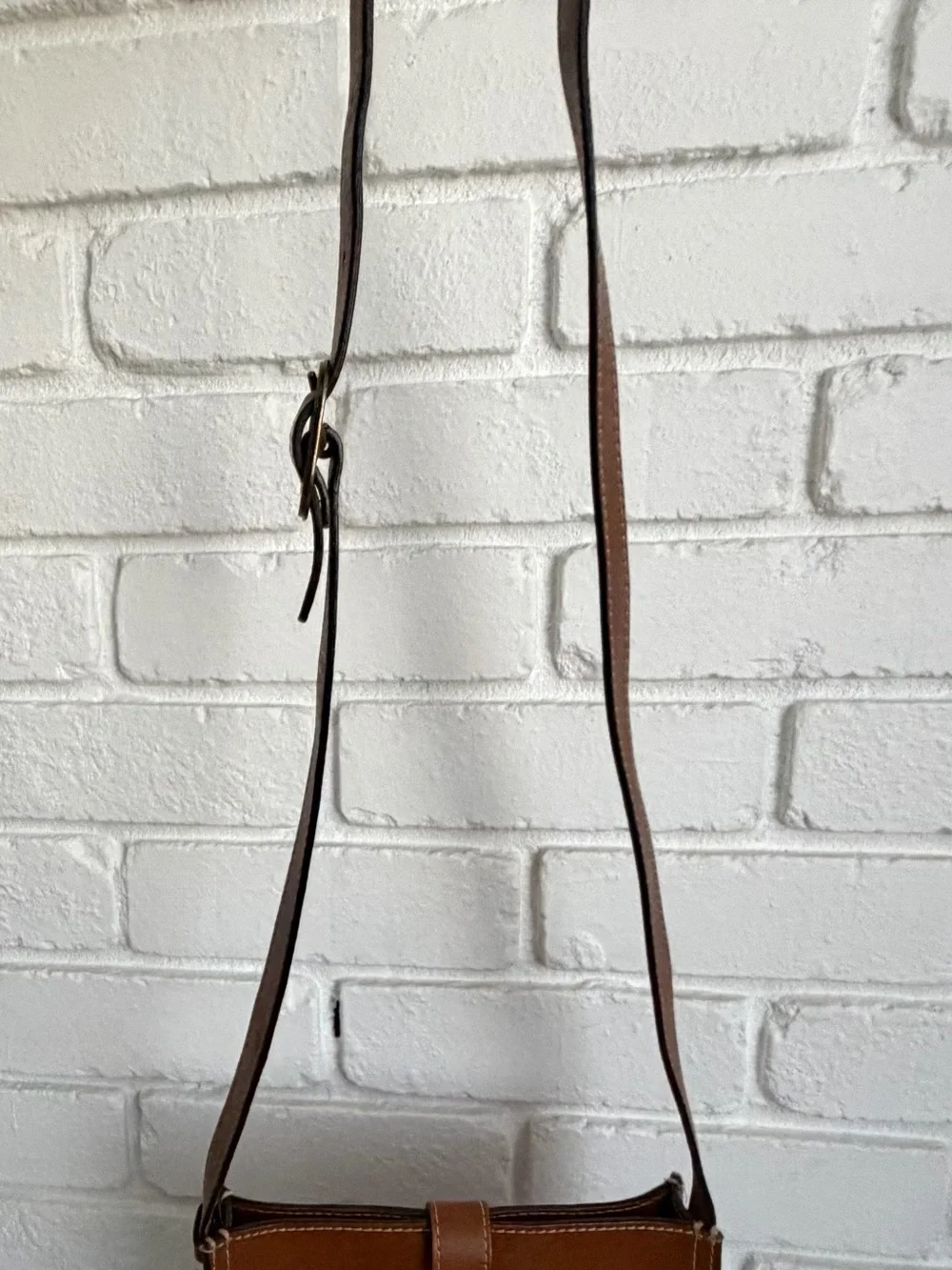 Patricia Nash Cognac Leather Crossbody with Buckle Strap - Picture 2 of 6